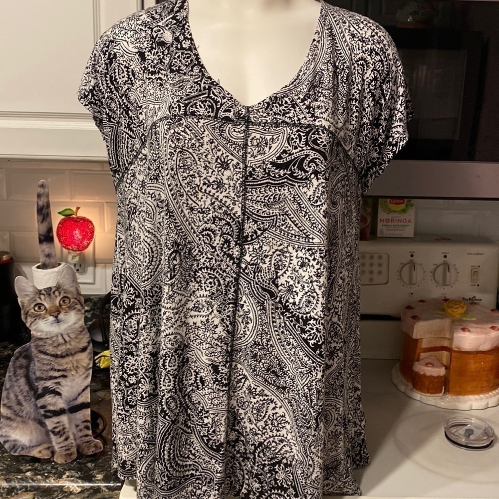 L womens Artisan*NY casual cap sleeve stretch plus size top 1X